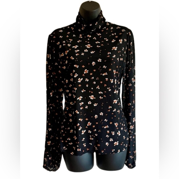 Sanctuary Dark Floral Mock Neck Mesh Top - Picture 1 of 6